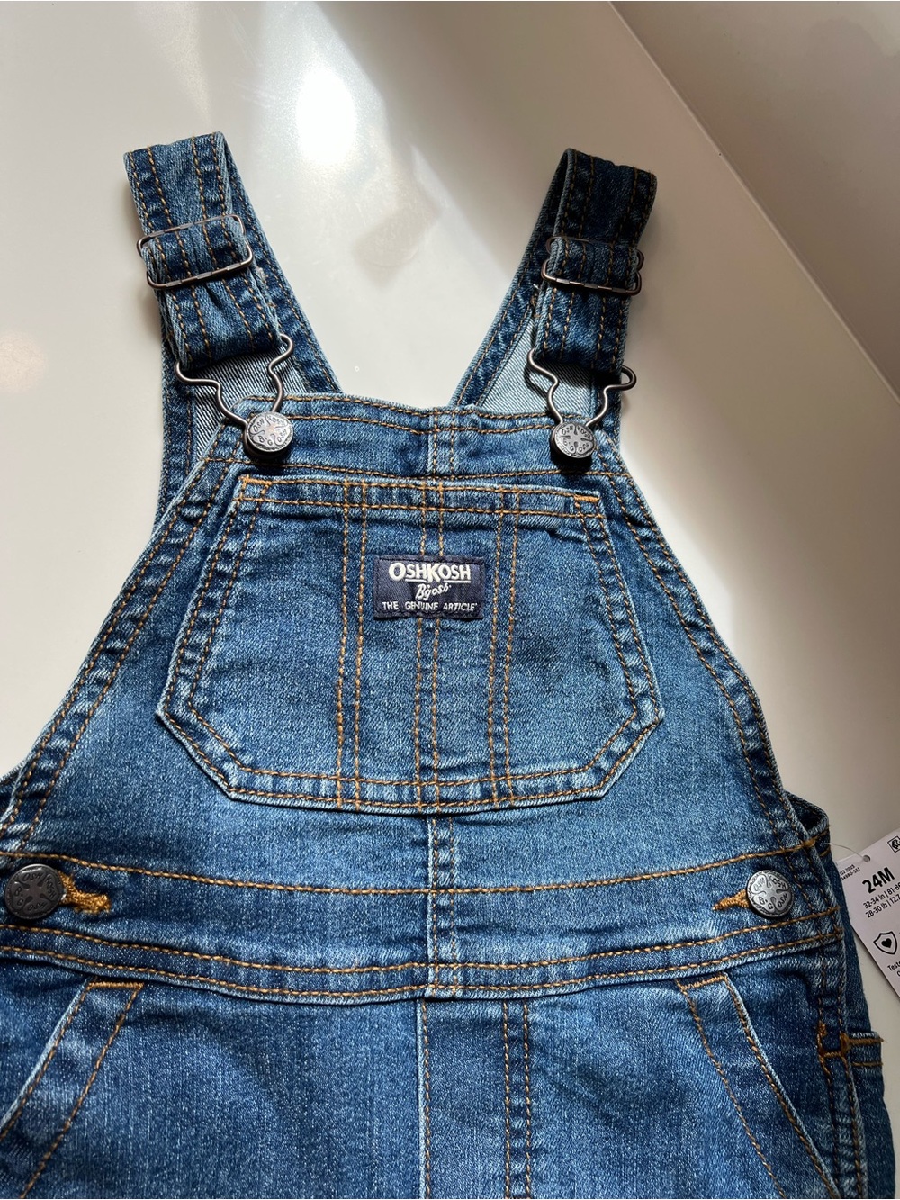 OshKosh B'gosh Classic Dark Blue Denim Overalls- 24 months NEW - Picture 4 of 7